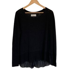 Abercrombie Fitch Womens Black Long Sleeve Top Blouse Size Small‎ Ruffle Sheer